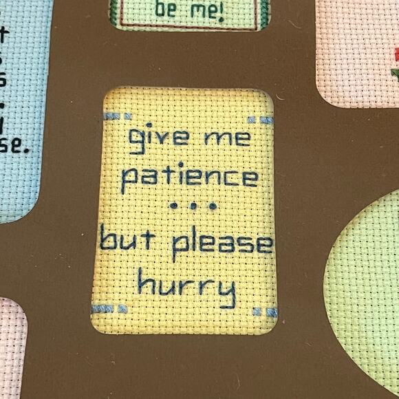 Vintage Framed Cross Stitch Sampler Inspirational Sayings Wall Art 14.5"x11.5" - Picture 6 of 16